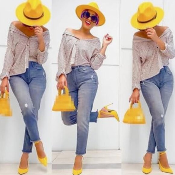 Yellow Wool Hat with Belt Buckle - Picture 2 of 5